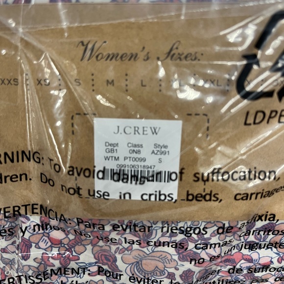 J.CREW Cotton poplin long-sleeve pajama set floral Size S BNWT AZ991 Sealed Pack - Picture 6 of 6